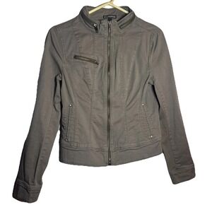 Express Women's Olive Green Utility Zip Jacket Size 6 Lightweight Utility Jacket